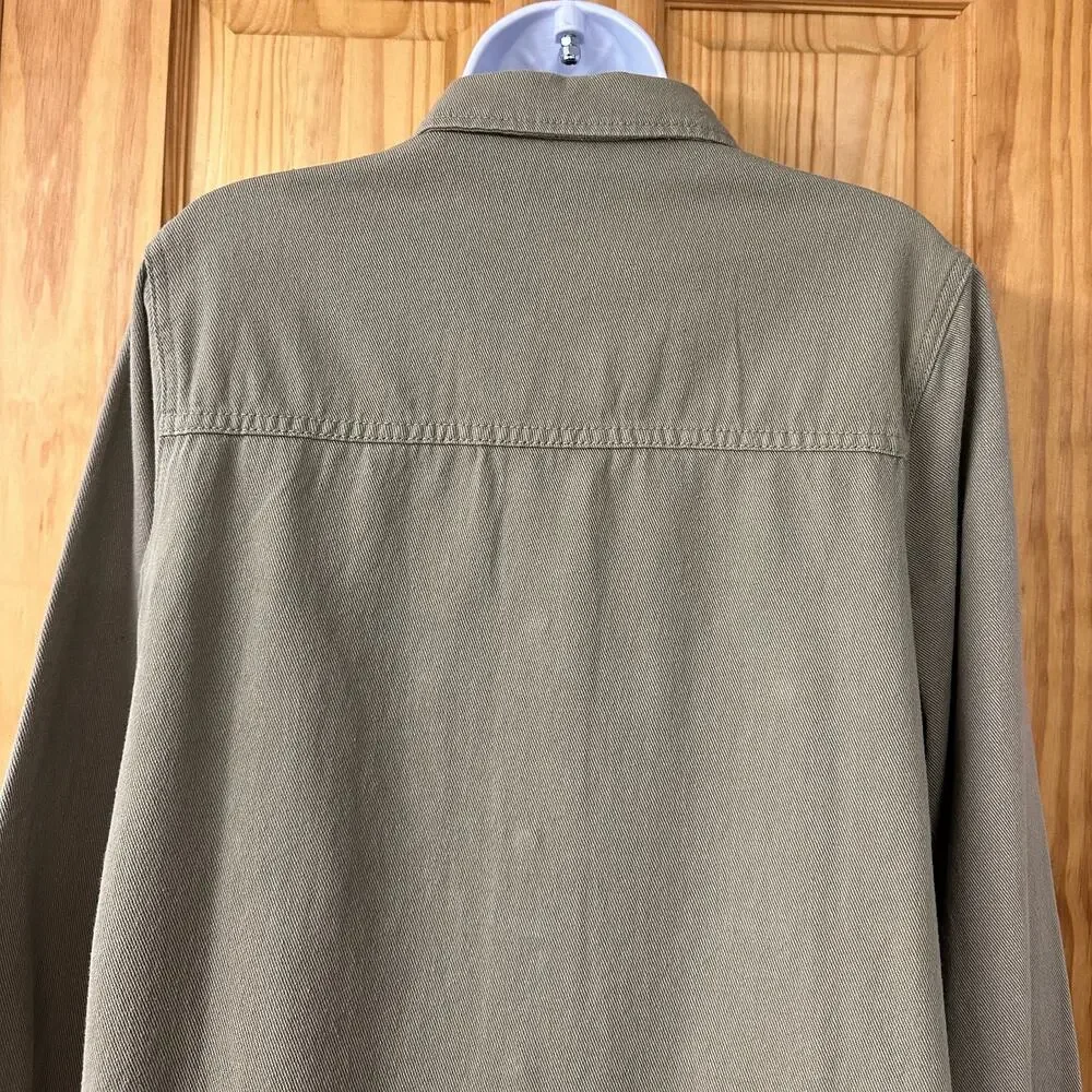 New! Lolita Women’s Sz Lg Olive Green Denim Button Jacket Or Dress, Six Pockets